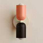 Up Down Slim Wall Sconce - Bone Canopy / Peach Upper Shade