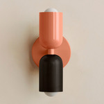 Up Down Slim Wall Sconce - Peach Canopy / Peach Upper Shade