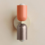 Up Down Slim Wall Sconce - Bone Canopy / Peach Upper Shade