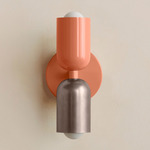 Up Down Slim Wall Sconce - Peach Canopy / Peach Upper Shade