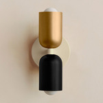Up Down Slim Wall Sconce - Bone Canopy / Brass Upper Shade