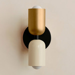 Up Down Slim Wall Sconce - Black Canopy / Brass Upper Shade