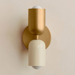 Up Down Slim Wall Sconce - Brass Canopy / Brass Upper Shade