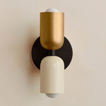 Up Down Slim Wall Sconce - Blackened Brass Canopy / Brass Upper Shade