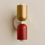 Up Down Slim Wall Sconce - Bone Canopy / Brass Upper Shade