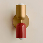 Up Down Slim Wall Sconce - Brass Canopy / Brass Upper Shade
