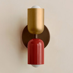 Up Down Slim Wall Sconce - Patina Brass Canopy / Brass Upper Shade