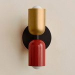 Up Down Slim Wall Sconce - Blackened Brass Canopy / Brass Upper Shade