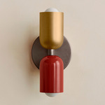 Up Down Slim Wall Sconce - Pewter Canopy / Brass Upper Shade