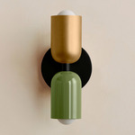Up Down Slim Wall Sconce - Black Canopy / Brass Upper Shade