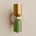 Up Down Slim Wall Sconce - Bone Canopy / Brass Upper Shade