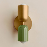 Up Down Slim Wall Sconce - Brass Canopy / Brass Upper Shade
