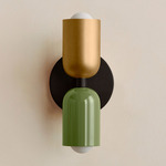Up Down Slim Wall Sconce - Blackened Brass Canopy / Brass Upper Shade