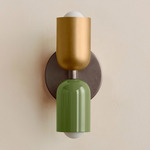 Up Down Slim Wall Sconce - Pewter Canopy / Brass Upper Shade