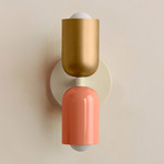 Up Down Slim Wall Sconce - Bone Canopy / Brass Upper Shade
