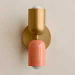 Up Down Slim Wall Sconce - Brass Canopy / Brass Upper Shade