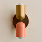 Up Down Slim Wall Sconce - Patina Brass Canopy / Brass Upper Shade