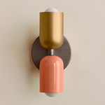 Up Down Slim Wall Sconce - Pewter Canopy / Brass Upper Shade