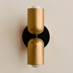 Up Down Slim Wall Sconce - Black Canopy / Brass Upper Shade