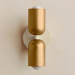 Up Down Slim Wall Sconce - Bone Canopy / Brass Upper Shade