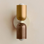 Up Down Slim Wall Sconce - Bone Canopy / Brass Upper Shade