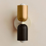 Up Down Slim Wall Sconce - Bone Canopy / Brass Upper Shade