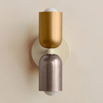 Up Down Slim Wall Sconce - Bone Canopy / Brass Upper Shade
