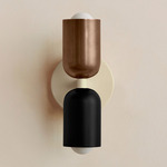 Up Down Slim Wall Sconce - Bone Canopy / Patina Brass Upper Shade