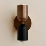 Up Down Slim Wall Sconce - Patina Brass Canopy / Patina Brass Upper Shade