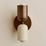 Up Down Slim Wall Sconce - Patina Brass Canopy / Patina Brass Upper Shade
