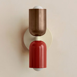 Up Down Slim Wall Sconce - Bone Canopy / Patina Brass Upper Shade