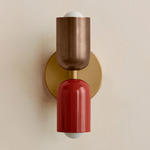 Up Down Slim Wall Sconce - Brass Canopy / Patina Brass Upper Shade