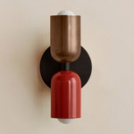 Up Down Slim Wall Sconce - Blackened Brass Canopy / Patina Brass Upper Shade