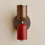 Up Down Slim Wall Sconce - Pewter Canopy / Patina Brass Upper Shade