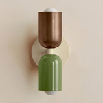 Up Down Slim Wall Sconce - Bone Canopy / Patina Brass Upper Shade