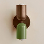 Up Down Slim Wall Sconce - Patina Brass Canopy / Patina Brass Upper Shade