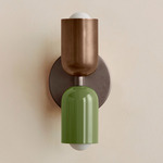 Up Down Slim Wall Sconce - Pewter Canopy / Patina Brass Upper Shade
