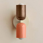 Up Down Slim Wall Sconce - Bone Canopy / Patina Brass Upper Shade