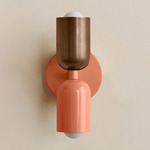 Up Down Slim Wall Sconce - Peach Canopy / Patina Brass Upper Shade