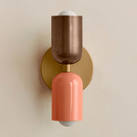 Up Down Slim Wall Sconce - Brass Canopy / Patina Brass Upper Shade