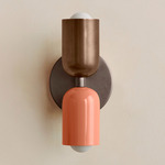 Up Down Slim Wall Sconce - Pewter Canopy / Patina Brass Upper Shade