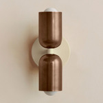 Up Down Slim Wall Sconce - Bone Canopy / Patina Brass Upper Shade