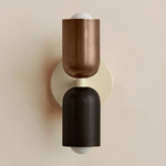 Up Down Slim Wall Sconce - Bone Canopy / Patina Brass Upper Shade