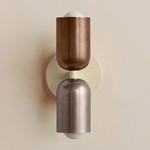 Up Down Slim Wall Sconce - Bone Canopy / Patina Brass Upper Shade