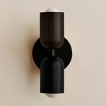 Up Down Slim Wall Sconce - Black Canopy / Blackened Brass Upper Shade