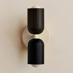 Up Down Slim Wall Sconce - Bone Canopy / Blackened Brass Upper Shade