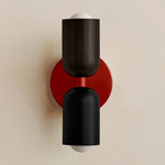 Up Down Slim Wall Sconce - Oxide Red Canopy / Blackened Brass Upper Shade