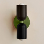 Up Down Slim Wall Sconce - Reed Green Canopy / Blackened Brass Upper Shade