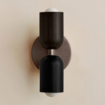 Up Down Slim Wall Sconce - Pewter Canopy / Blackened Brass Upper Shade