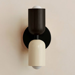 Up Down Slim Wall Sconce - Black Canopy / Blackened Brass Upper Shade